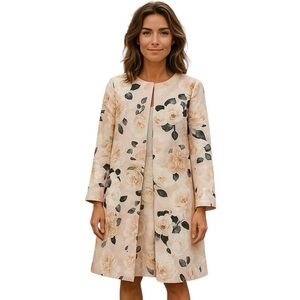 Calvin Klein Floral Size 14 Open Jacket Long Coat Suit with Dress (Size 12)